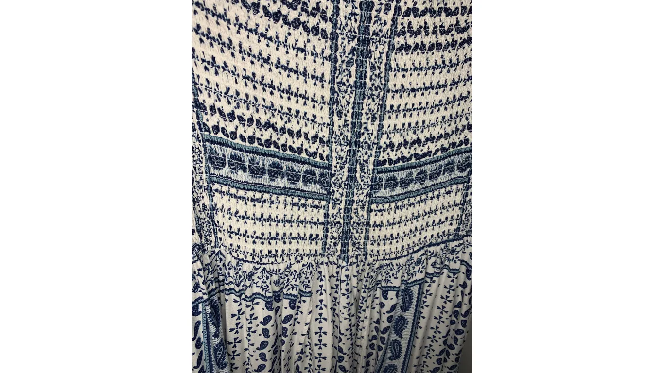Bohemian Blue and White Maxi Dress with Shorts, XL