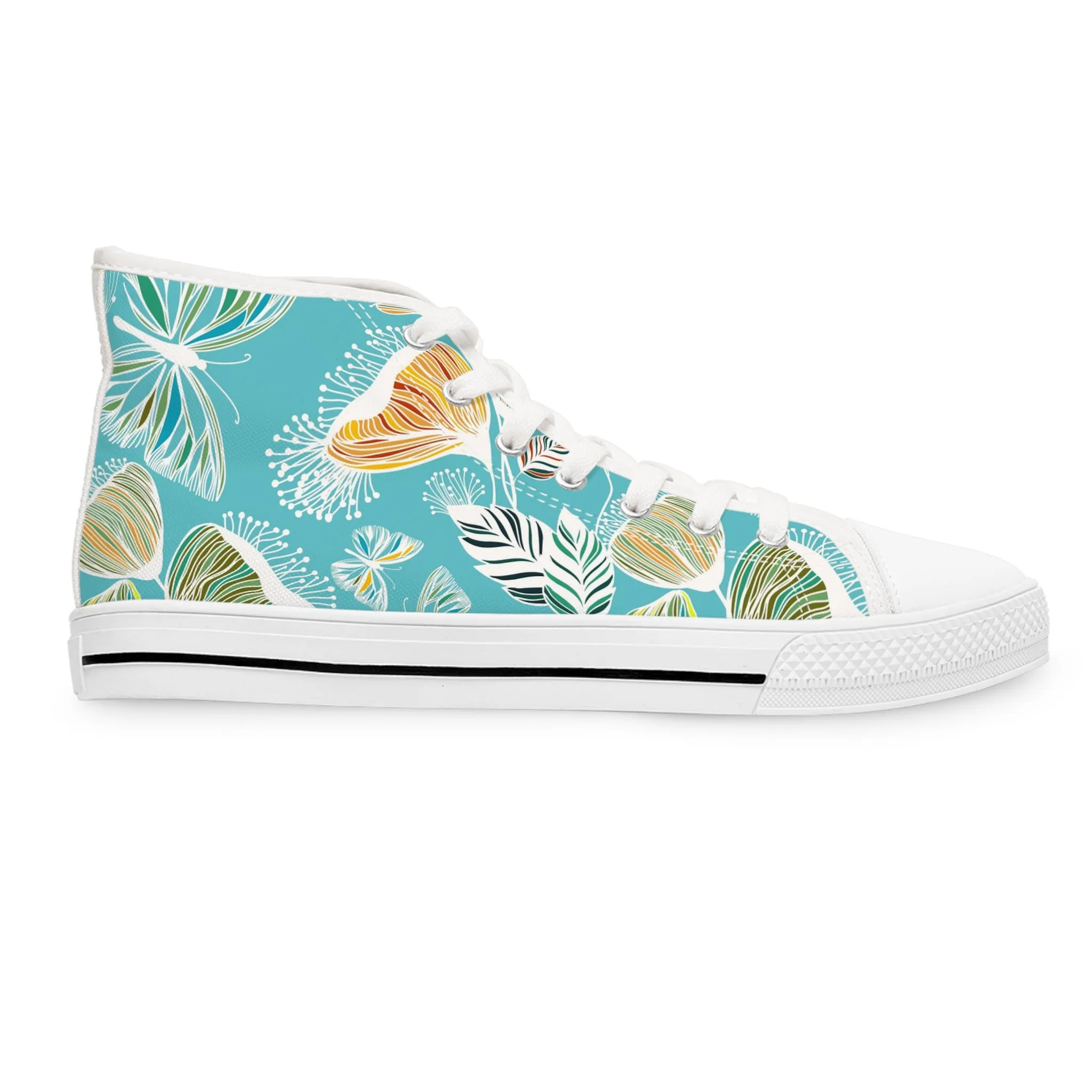 Hand Drawn Flowers Women's High Top Sneakers