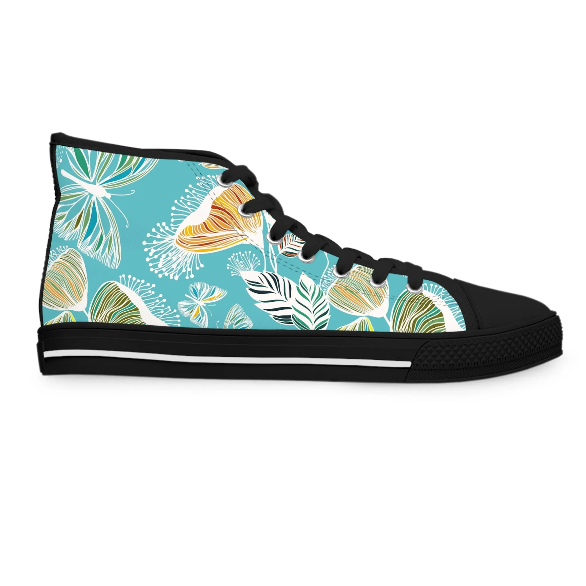 Hand Drawn Flowers Women's High Top Sneakers