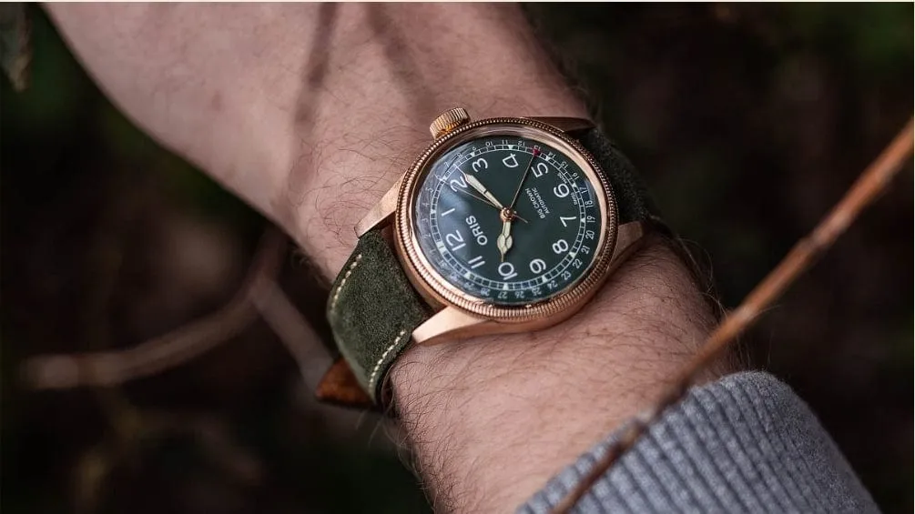 Handmade green suede strap for Oris