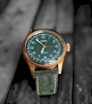 Handmade green suede strap for Oris