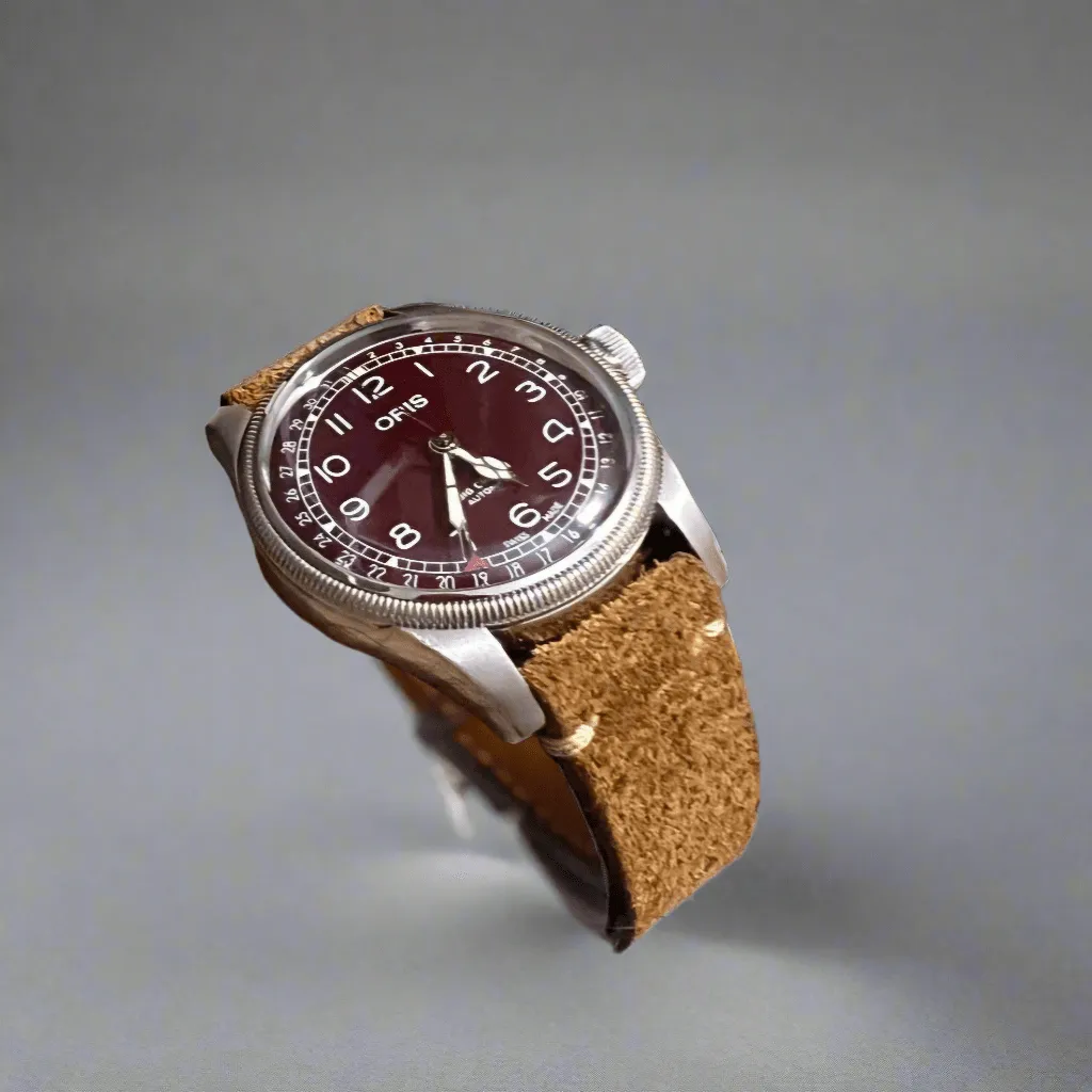 Handmade green suede strap for Oris