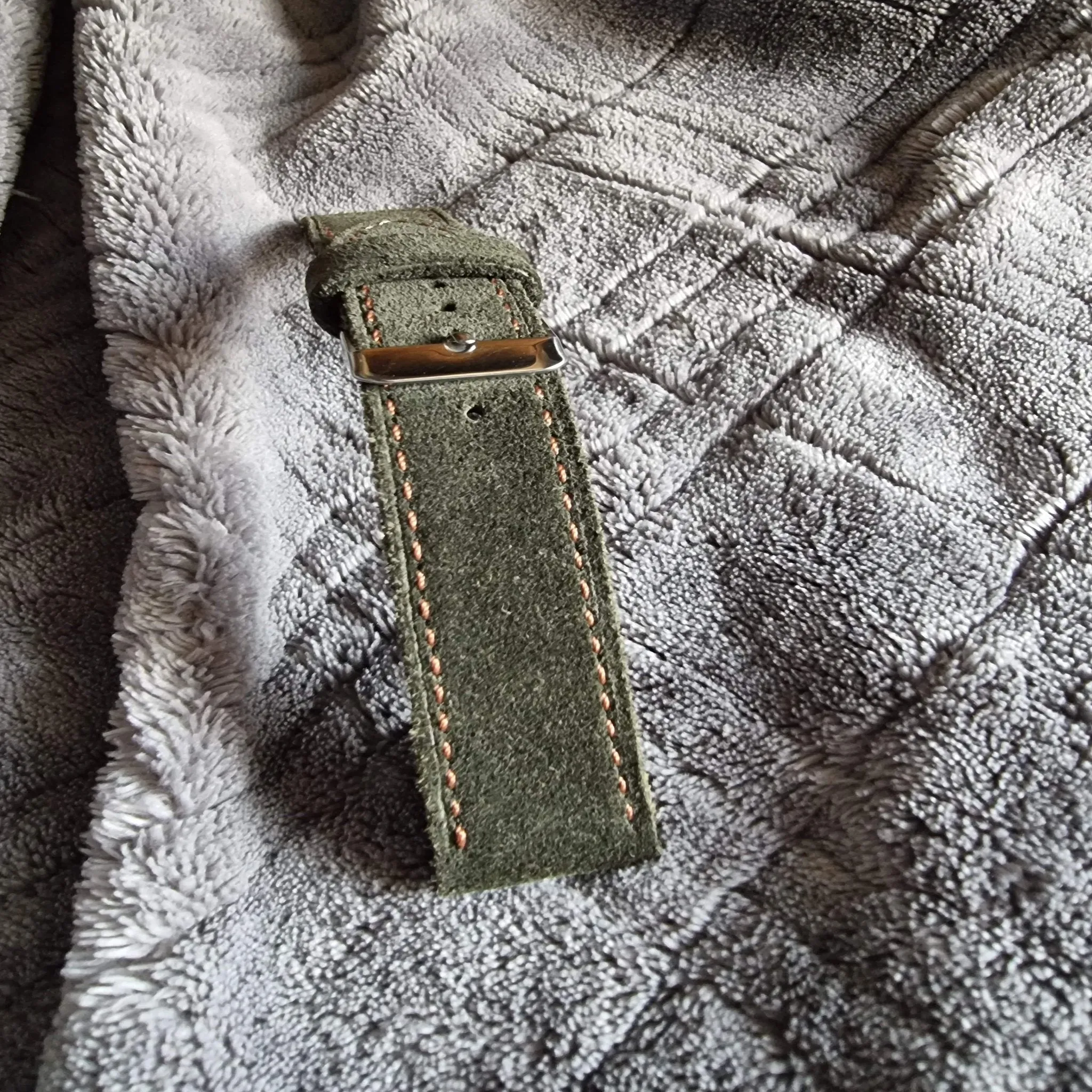 Handmade green suede strap for Oris