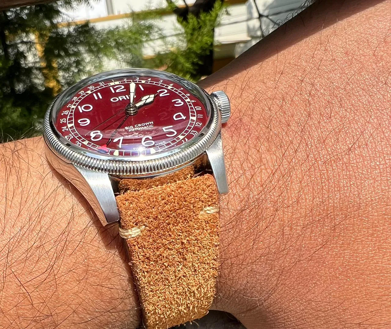 Handmade green suede strap for Oris