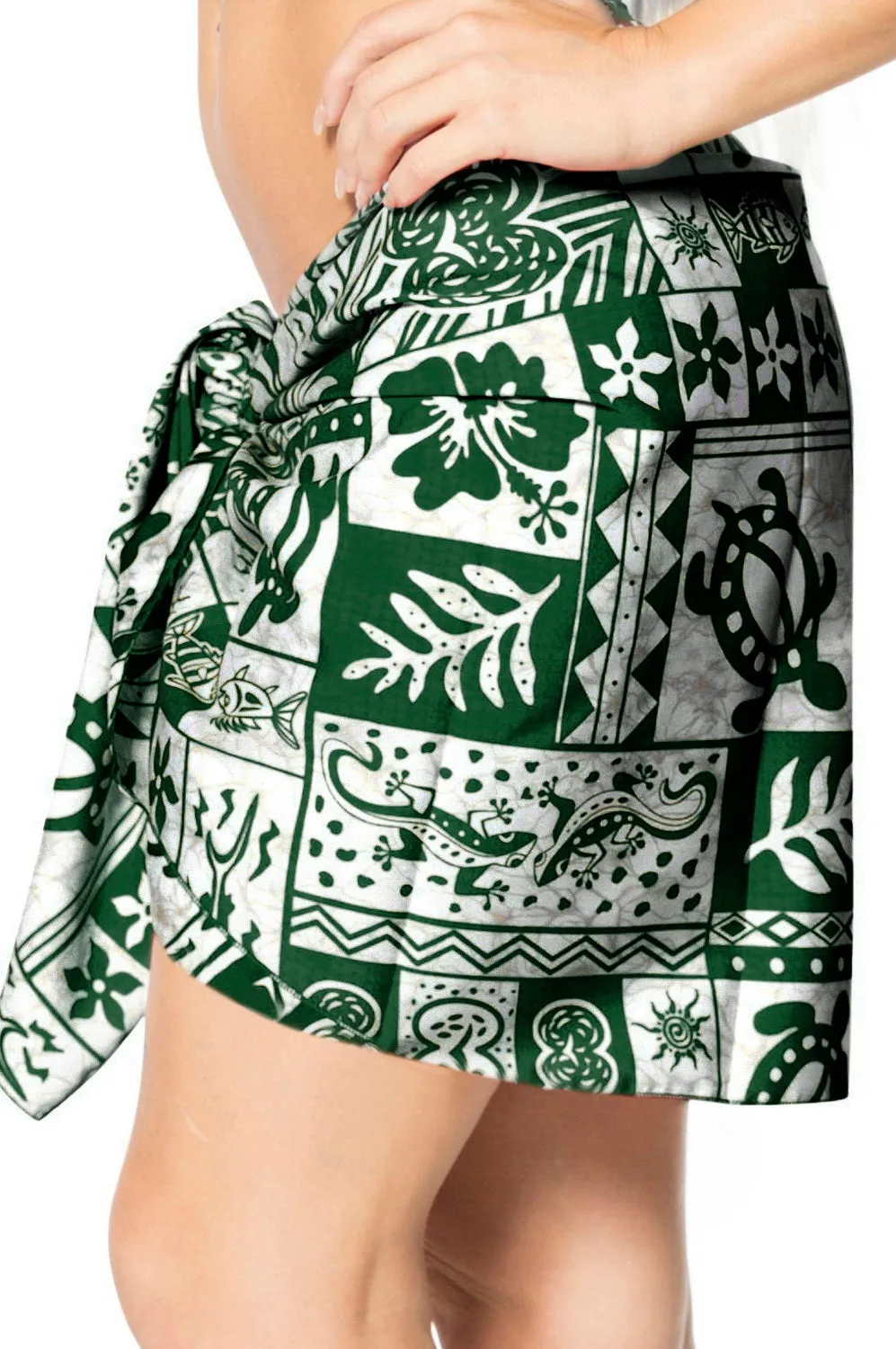 LA LEELA Likre Swimwear Casual Pareo Women Sarong Printed 72"X21" Green_346 Green_M94