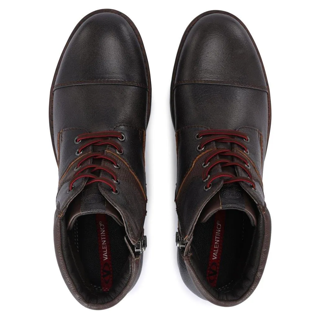 Men Premium Leather Grey Side Zipper & Lace-Up Boot (World-80)