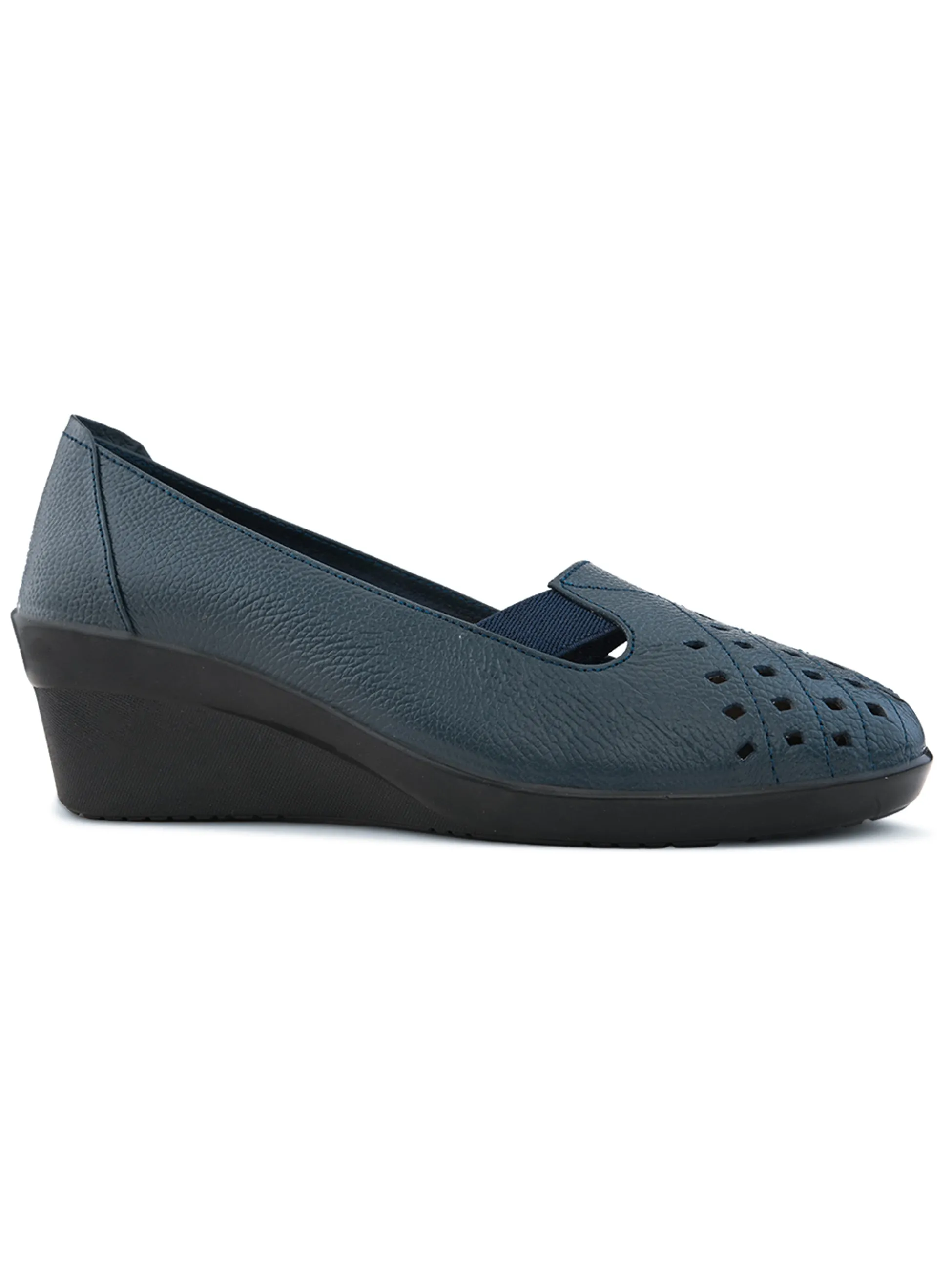 Pelle Albero Female's Blue Leather Wedge Heel Ballerina