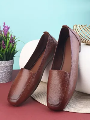 Pelle Albero Female's Brown Leather Flat Ballerina