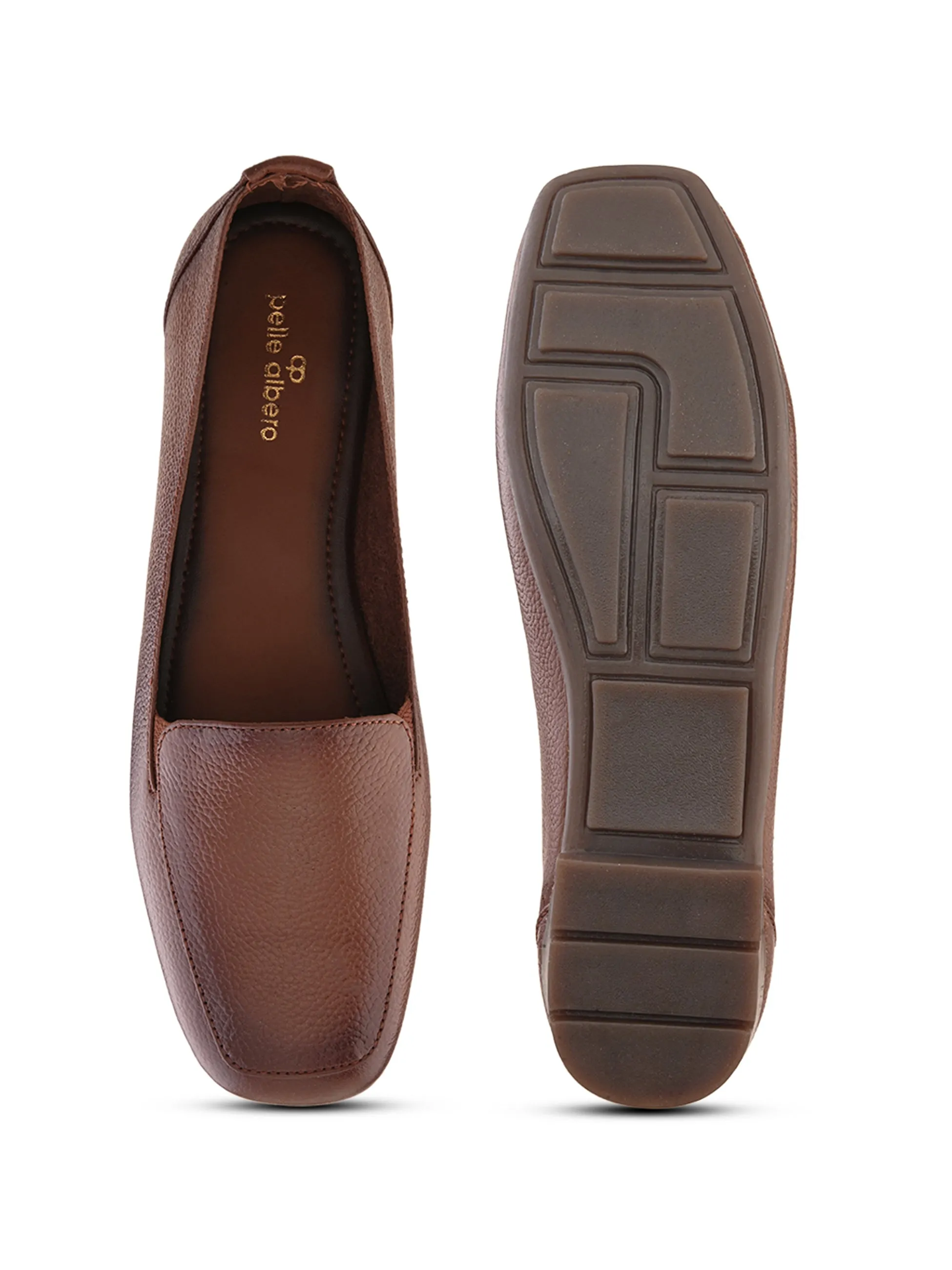 Pelle Albero Female's Brown Leather Flat Ballerina