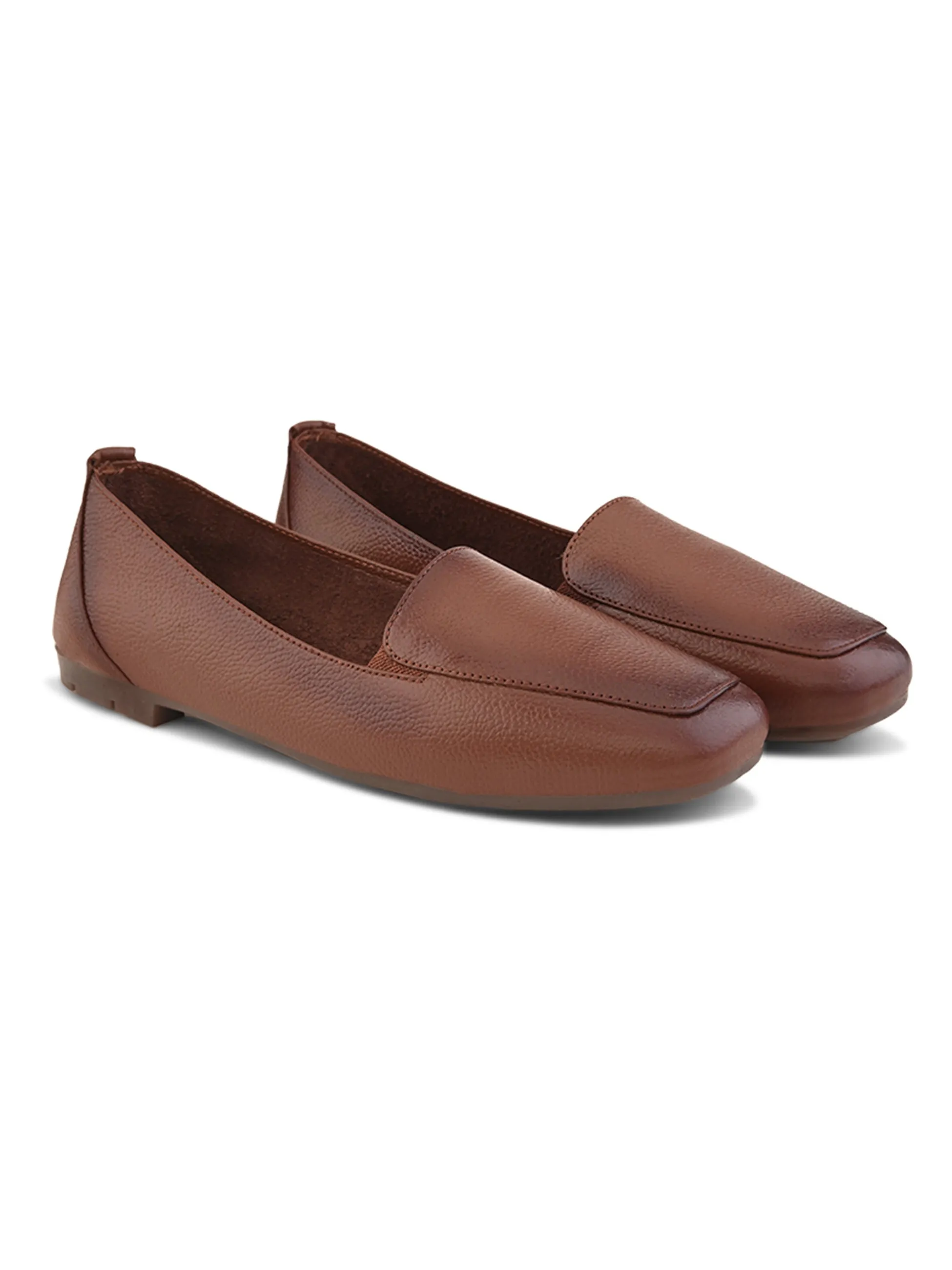 Pelle Albero Female's Brown Leather Flat Ballerina