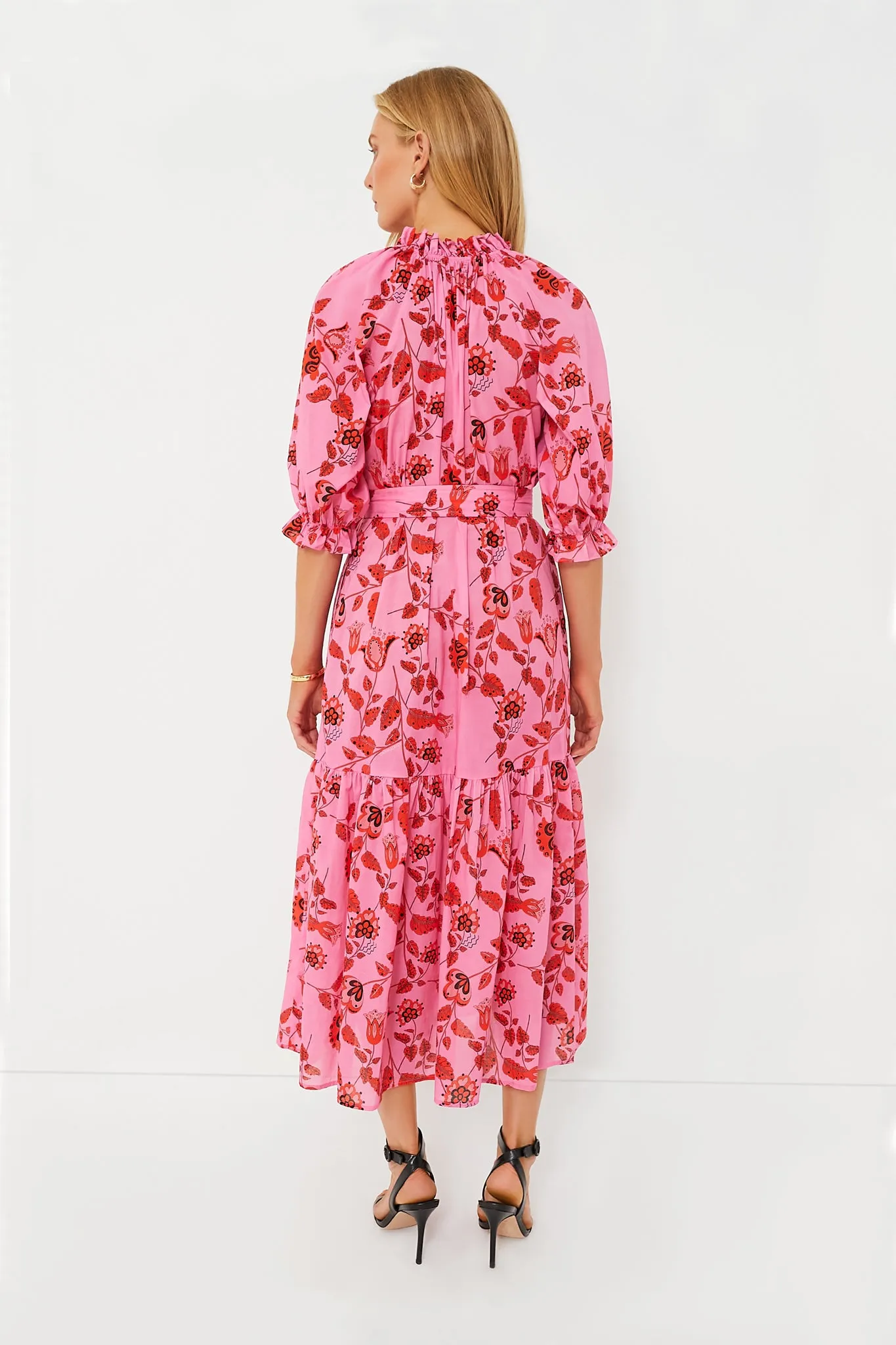 Red and Pink Floral Saratoga Cotton Dress