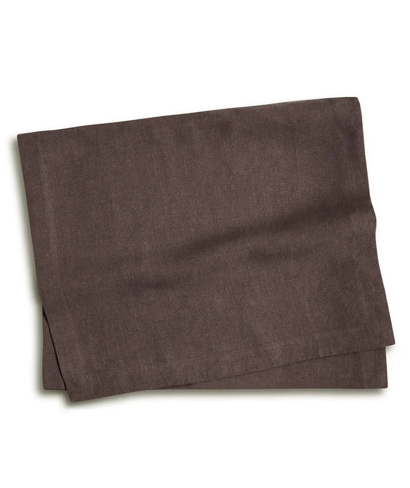 SAMPLE SALE<br>Aubergine Linen Table Runner Mitred Hem Collection