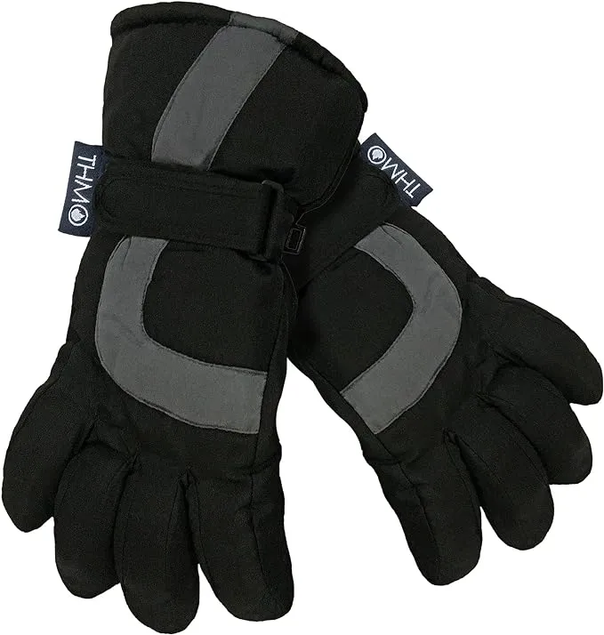 THMO Kids Thinsulate Ski Gloves for Winter Waterproof Fleece Lined Thermal Warm Ski Gloves for Boys