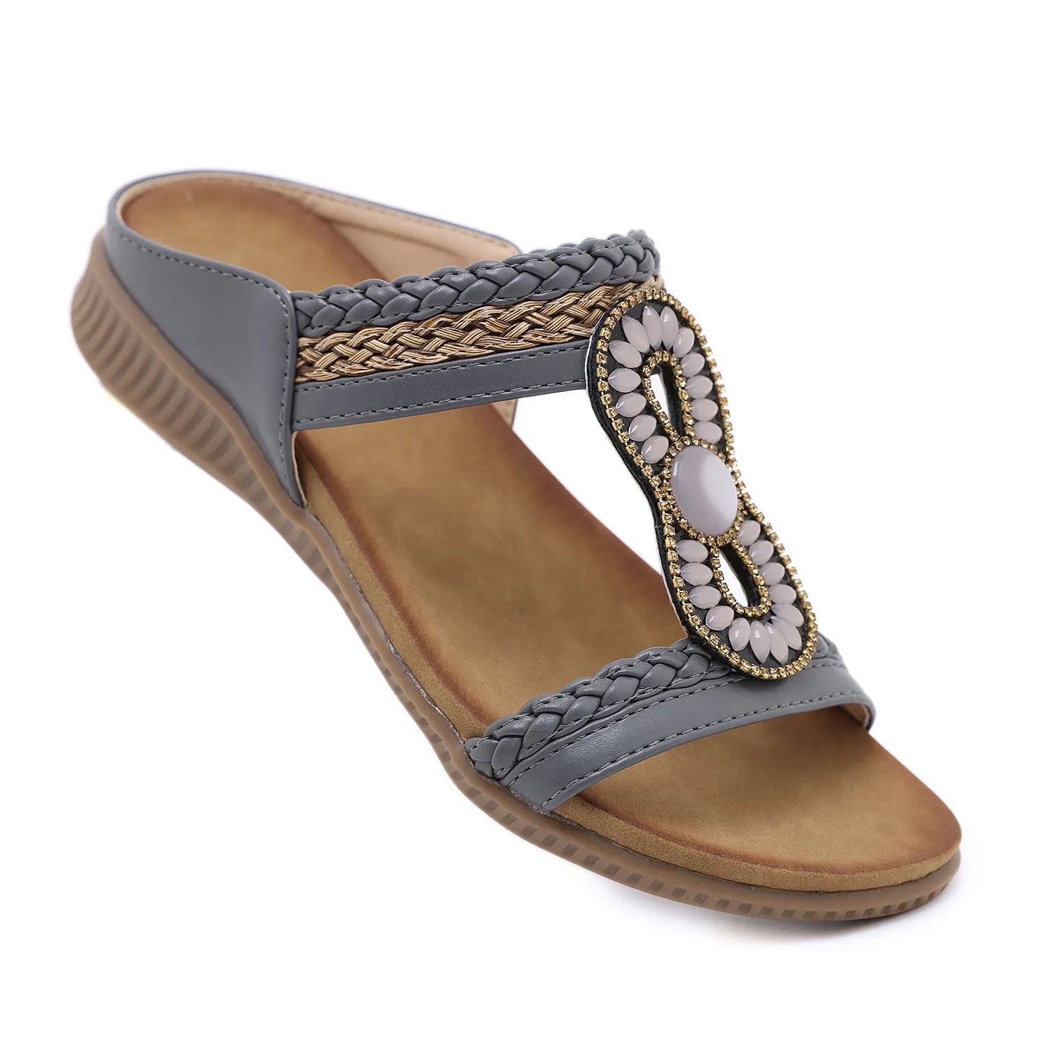 vanccy  Sandals Bohemian Rhinestone Comfortable  Holiday Shoes BS04