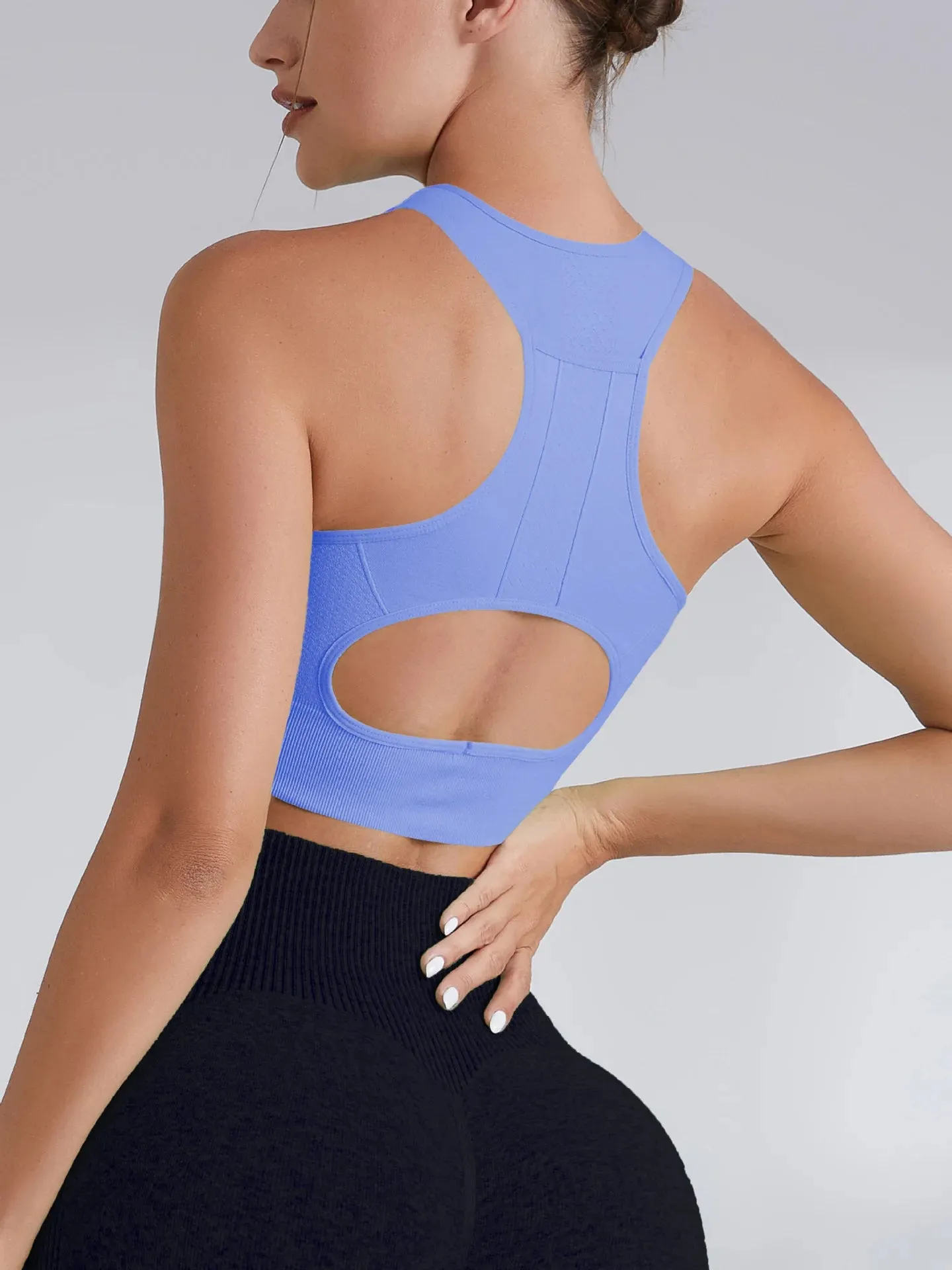 Women's Tank Top Sports Bra with Phone Pocket Push Up Yoga Gym Fitness Top