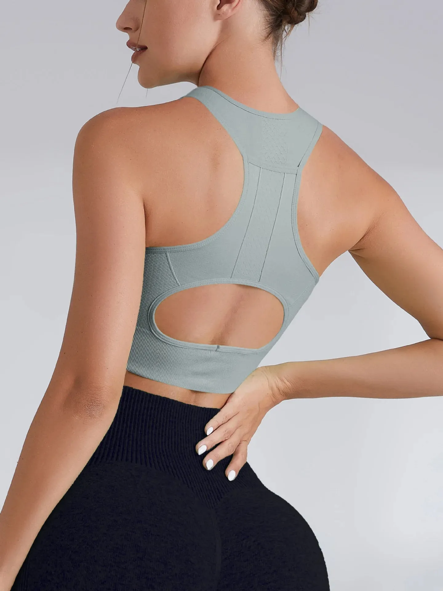 Women's Tank Top Sports Bra with Phone Pocket Push Up Yoga Gym Fitness Top