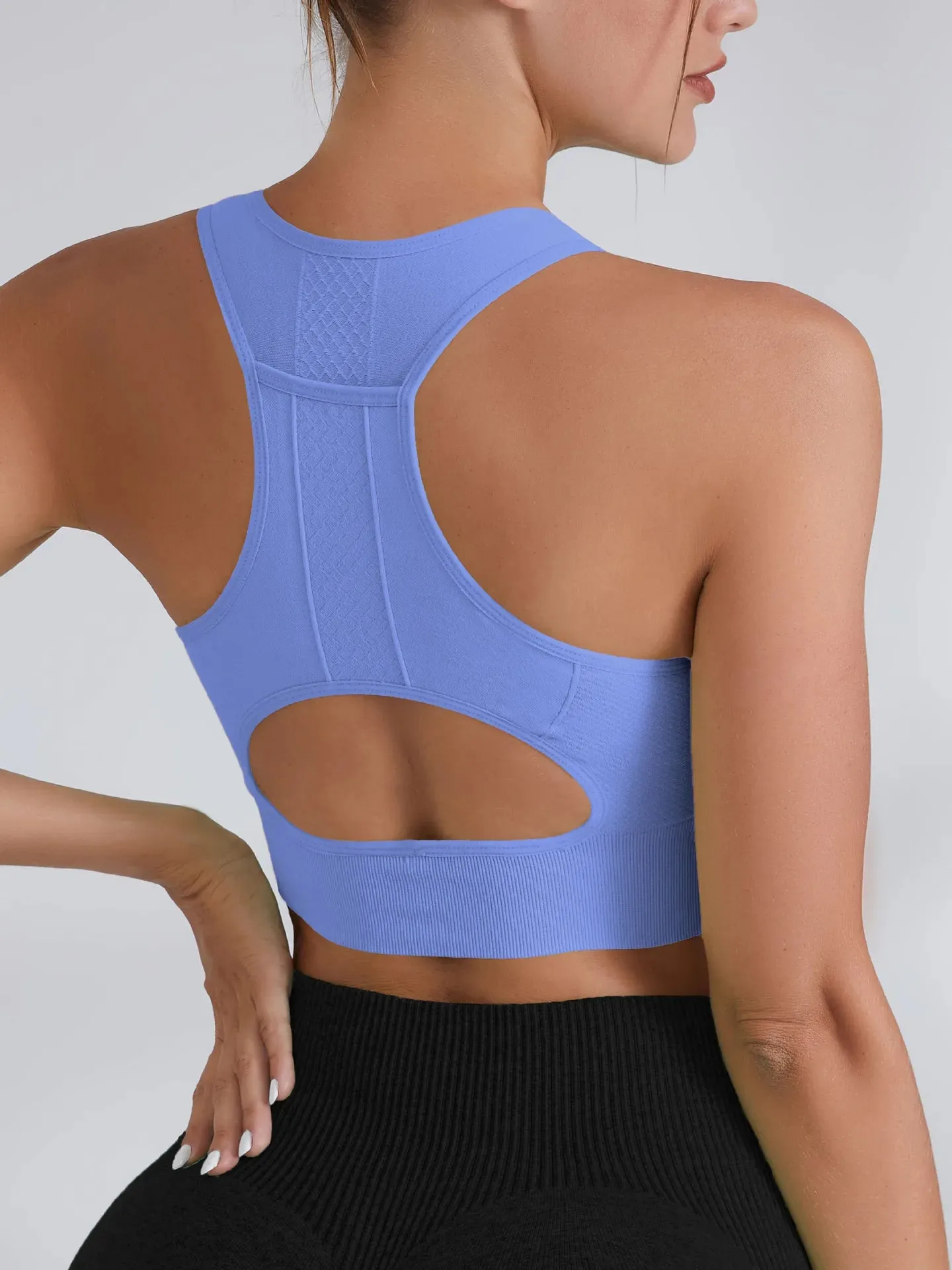 Women's Tank Top Sports Bra with Phone Pocket Push Up Yoga Gym Fitness Top