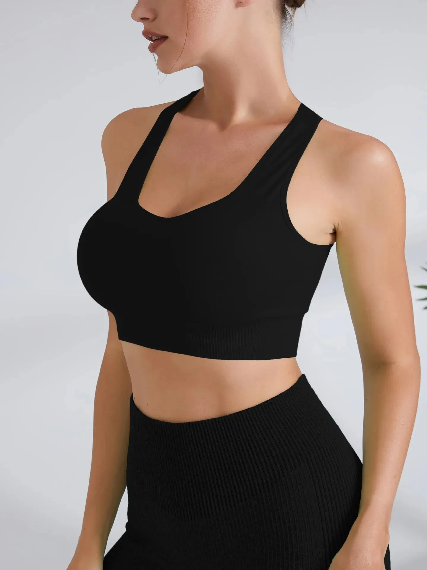 Women's Tank Top Sports Bra with Phone Pocket Push Up Yoga Gym Fitness Top