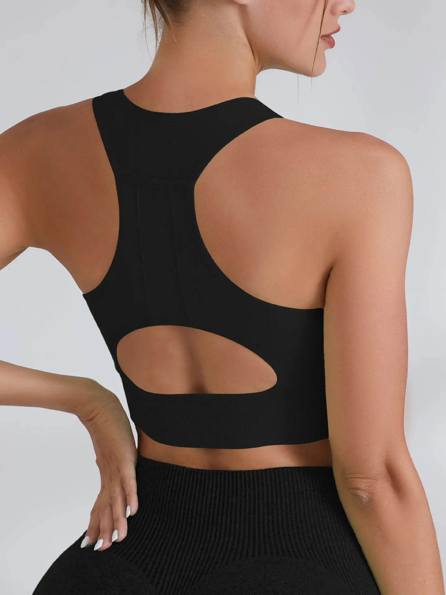 Women's Tank Top Sports Bra with Phone Pocket Push Up Yoga Gym Fitness Top