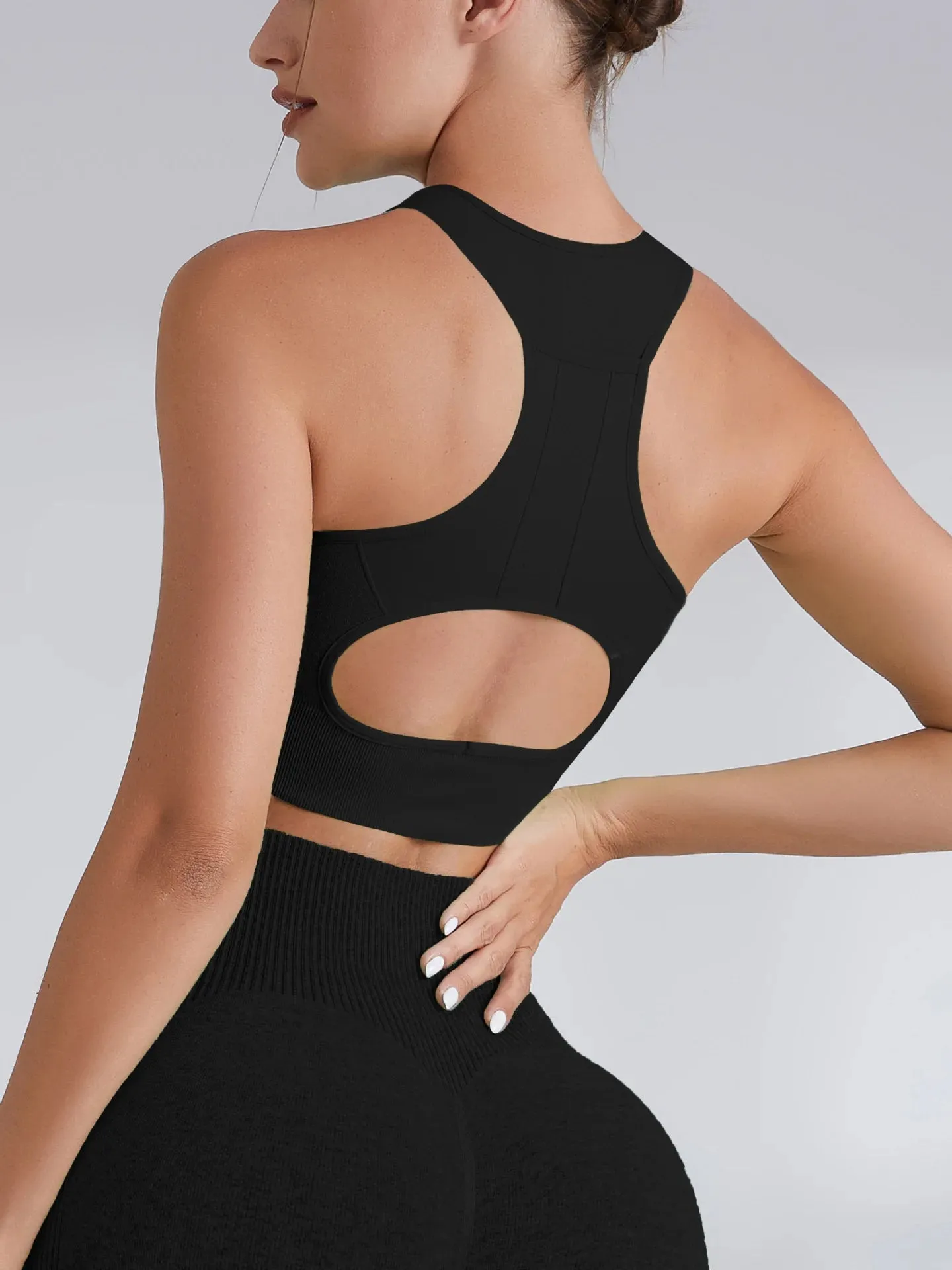 Women's Tank Top Sports Bra with Phone Pocket Push Up Yoga Gym Fitness Top