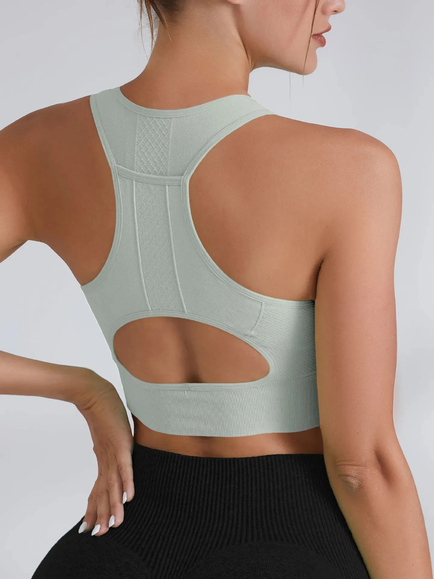 Women's Tank Top Sports Bra with Phone Pocket Push Up Yoga Gym Fitness Top