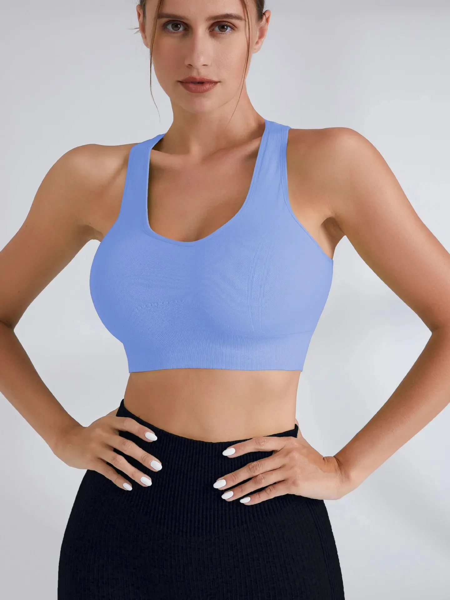 Women's Tank Top Sports Bra with Phone Pocket Push Up Yoga Gym Fitness Top