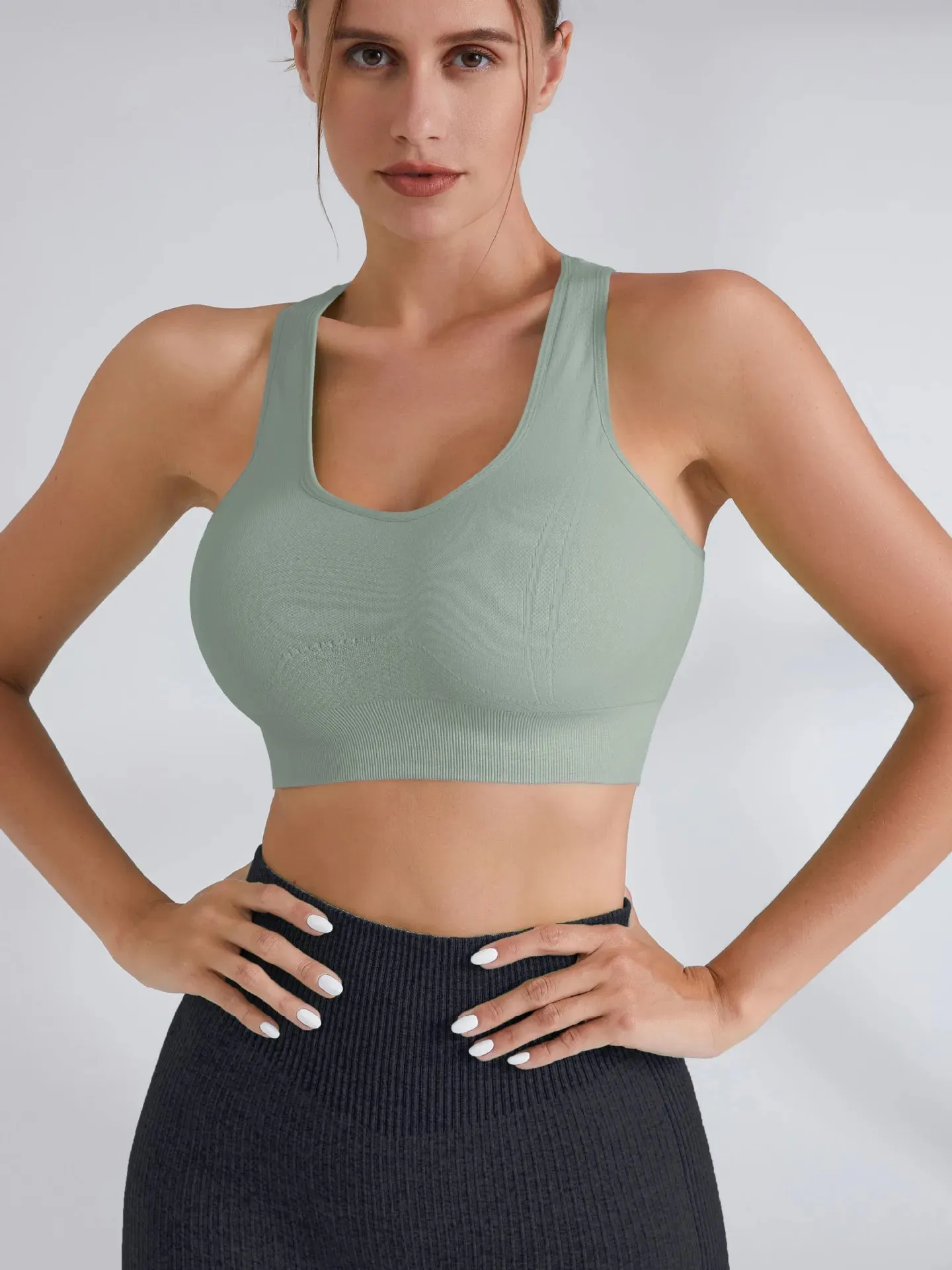 Women's Tank Top Sports Bra with Phone Pocket Push Up Yoga Gym Fitness Top